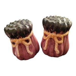 Vintage Ceramic Eggplant Salt and Pepper Shaker Set